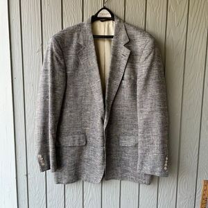 VTG Cricketeer Sport Coat Gray Woven Textured Blazer Silk Blend USA 44R ACTWU